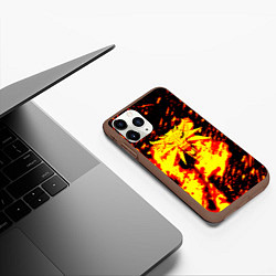 Чехол iPhone 11 Pro матовый Ведьмак огненное лого, цвет: 3D-коричневый — фото 2