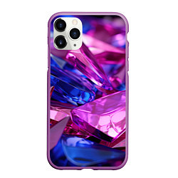 Чехол iPhone 11 Pro матовый Розовые и синие битые стекла, цвет: 3D-фиолетовый