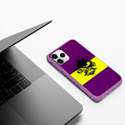 Чехол iPhone 11 Pro матовый Cyberpunk 2077 stripes, цвет: 3D-фиолетовый — фото 2