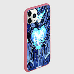Чехол iPhone 11 Pro матовый Синий череп киберпанк, цвет: 3D-малиновый — фото 2