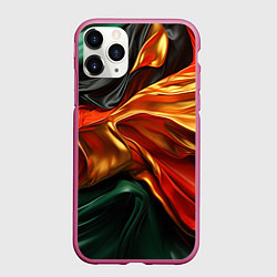 Чехол iPhone 11 Pro матовый Оранжевая и зеленый абстракция, цвет: 3D-малиновый