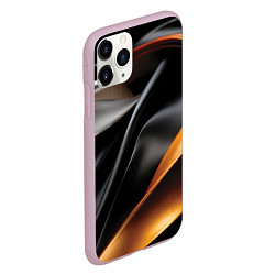 Чехол iPhone 11 Pro матовый Черная и оранжевая материя, цвет: 3D-розовый — фото 2