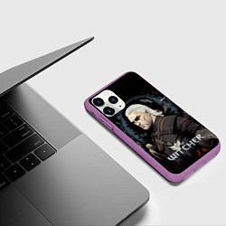 Чехол iPhone 11 Pro матовый Ведьмак иллюстрация, цвет: 3D-фиолетовый — фото 2