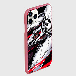 Чехол iPhone 11 Pro матовый Череп и стальные кости, цвет: 3D-малиновый — фото 2