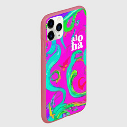 Чехол iPhone 11 Pro матовый Abstract floral pattern - aloha, цвет: 3D-малиновый — фото 2