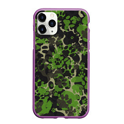 Чехол iPhone 11 Pro матовый Котячий камуфляж, цвет: 3D-фиолетовый
