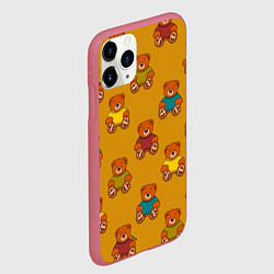 Чехол iPhone 11 Pro матовый Мишки в свитере, цвет: 3D-малиновый — фото 2