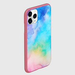 Чехол iPhone 11 Pro матовый Цветные разводы акварели, цвет: 3D-малиновый — фото 2