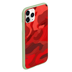 Чехол iPhone 11 Pro матовый Красный камуфляж крупный, цвет: 3D-салатовый — фото 2