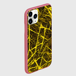 Чехол iPhone 11 Pro матовый Жёлтая паутина на чёрном фоне, цвет: 3D-малиновый — фото 2