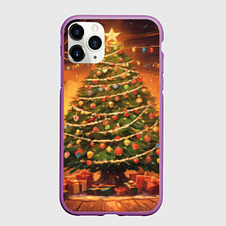 Чехол iPhone 11 Pro матовый Магия Рождества, цвет: 3D-фиолетовый