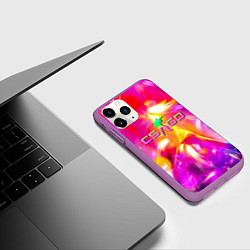 Чехол iPhone 11 Pro матовый Counter Strike - neon, цвет: 3D-фиолетовый — фото 2