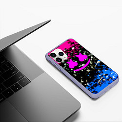 Чехол iPhone 11 Pro матовый Marshmello неоновый краски, цвет: 3D-светло-сиреневый — фото 2