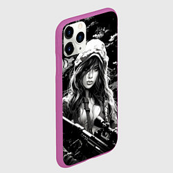 Чехол iPhone 11 Pro матовый Брюнетка снайпер, цвет: 3D-фиолетовый — фото 2