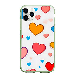 Чехол iPhone 11 Pro матовый Сердца сердечки