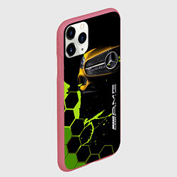 Чехол iPhone 11 Pro матовый Мерседес AMG тёмный, цвет: 3D-малиновый — фото 2