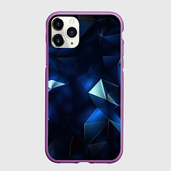 Чехол iPhone 11 Pro матовый Синие осколки из мелких абстрактных частиц в стиле, цвет: 3D-фиолетовый