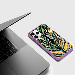 Чехол iPhone 11 Pro матовый Камень и жёлтый огонь, цвет: 3D-фиолетовый — фото 2