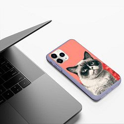 Чехол iPhone 11 Pro матовый Недовольный кот в день Святого Валентина, цвет: 3D-светло-сиреневый — фото 2
