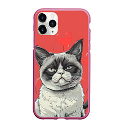 Чехол iPhone 11 Pro матовый Недовольный кот на день святого Валентина
