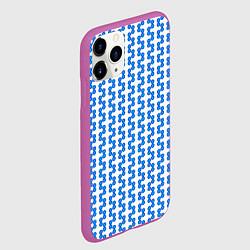 Чехол iPhone 11 Pro матовый Синие кружки патерн, цвет: 3D-фиолетовый — фото 2