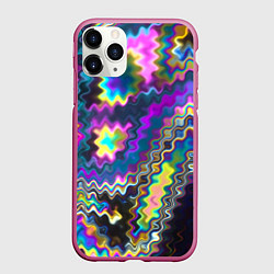 Чехол iPhone 11 Pro матовый Неоновая волнистая рябь, цвет: 3D-малиновый