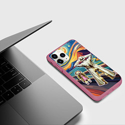 Чехол iPhone 11 Pro матовый Пародия Эдвард Мунк картина Крик эксгибиционизм, цвет: 3D-малиновый — фото 2