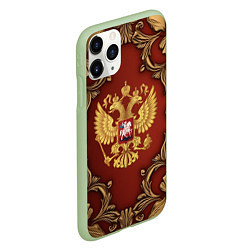 Чехол iPhone 11 Pro матовый Золотой герб России на красном фоне лепнина, цвет: 3D-салатовый — фото 2