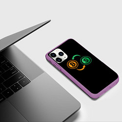 Чехол iPhone 11 Pro матовый Криптовалюта биткоин и доллар, цвет: 3D-фиолетовый — фото 2