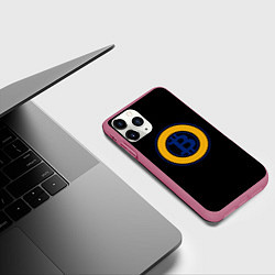 Чехол iPhone 11 Pro матовый Биткоин лого криптовалюта, цвет: 3D-малиновый — фото 2
