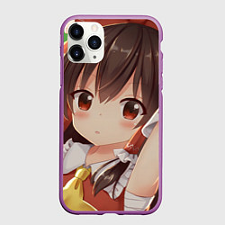 Чехол iPhone 11 Pro матовый Touhou Project Рейму смущённая, цвет: 3D-фиолетовый