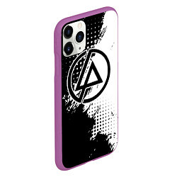 Чехол iPhone 11 Pro матовый Linkin park - черно-белая абстракция, цвет: 3D-фиолетовый — фото 2
