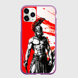 Чехол iPhone 11 Pro матовый Гладиатор Спартак красно белые, цвет: 3D-фиолетовый