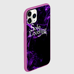 Чехол iPhone 11 Pro матовый Поднятие уровня в одиночку - фиолетовое пламя, цвет: 3D-фиолетовый — фото 2