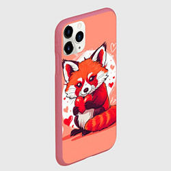 Чехол iPhone 11 Pro матовый Рыжая лисичка с сердцем, цвет: 3D-малиновый — фото 2
