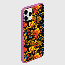 Чехол iPhone 11 Pro матовый Русская национальная роспись хохлома, цвет: 3D-фиолетовый — фото 2