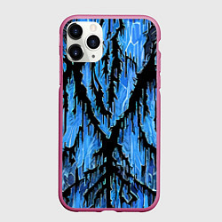 Чехол iPhone 11 Pro матовый Синий разлом, цвет: 3D-малиновый