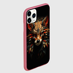 Чехол iPhone 11 Pro матовый Красавец лис мозаика, цвет: 3D-малиновый — фото 2