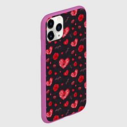 Чехол iPhone 11 Pro матовый Готичные сердечки, цвет: 3D-фиолетовый — фото 2