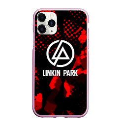 Чехол iPhone 11 Pro матовый Linkin park краски текстуры, цвет: 3D-розовый