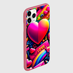 Чехол iPhone 11 Pro матовый Яркий день святого Валентина, цвет: 3D-малиновый — фото 2