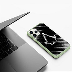 Чехол iPhone 11 Pro матовый Assassins creed Mirage - потертости, цвет: 3D-салатовый — фото 2