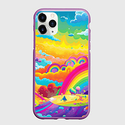 Чехол iPhone 11 Pro матовый Мир радуги и ярких красок, цвет: 3D-фиолетовый