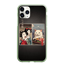 Чехол iPhone 11 Pro матовый Кот - мем в японской стилистике