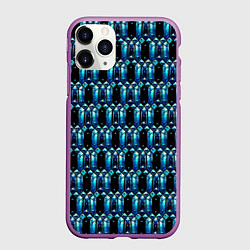 Чехол iPhone 11 Pro матовый Чёрный кристаллический доспех, цвет: 3D-фиолетовый