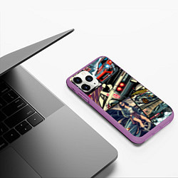 Чехол iPhone 11 Pro матовый Japanese cars art, цвет: 3D-фиолетовый — фото 2