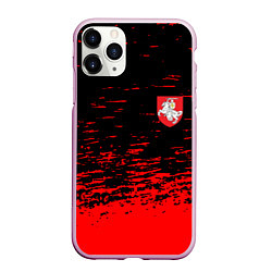 Чехол iPhone 11 Pro матовый Герб Белоруссии краски красные, цвет: 3D-розовый
