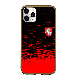 Чехол iPhone 11 Pro матовый Герб Белоруссии краски красные, цвет: 3D-коричневый