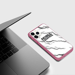 Чехол iPhone 11 Pro матовый Mobile legends молнии, цвет: 3D-малиновый — фото 2