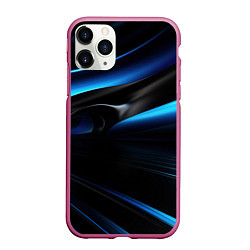 Чехол iPhone 11 Pro матовый Черная и синяя геометрическая абстракция, цвет: 3D-малиновый